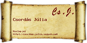 Csordás Júlia névjegykártya